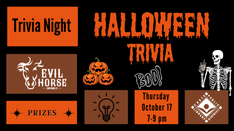 Trivia Night. Anything Goes. Thursday, Oct. 17. 7:00 to 9:00 p.m. Prizes.